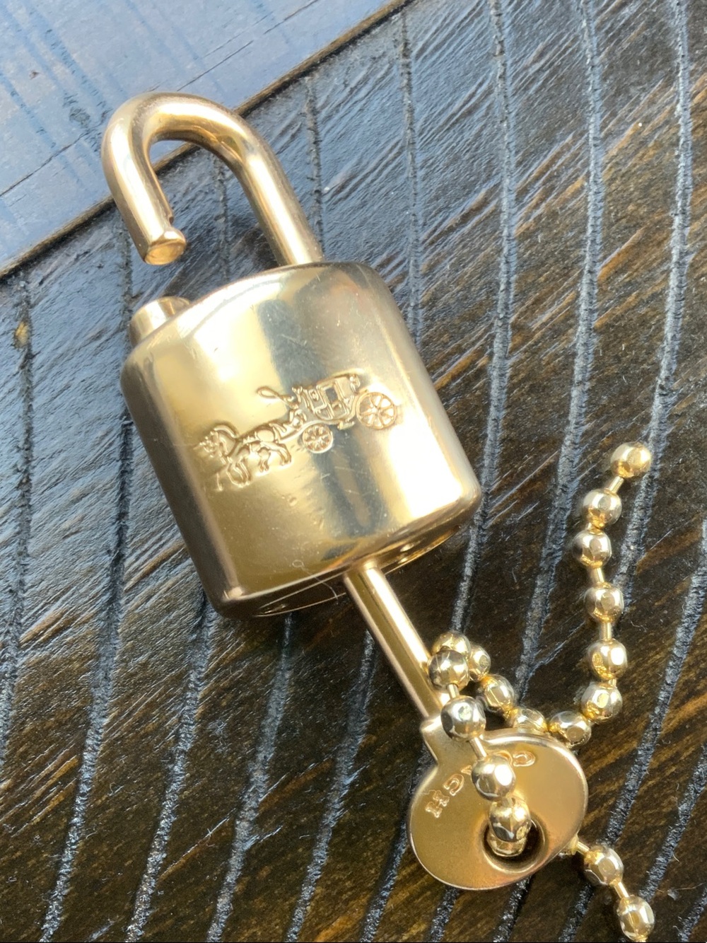 Coach Gold-Tone Padlock and Key Charm - Picture 3 of 3